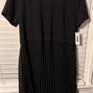 DKNY Black Midi Dress with Pleats